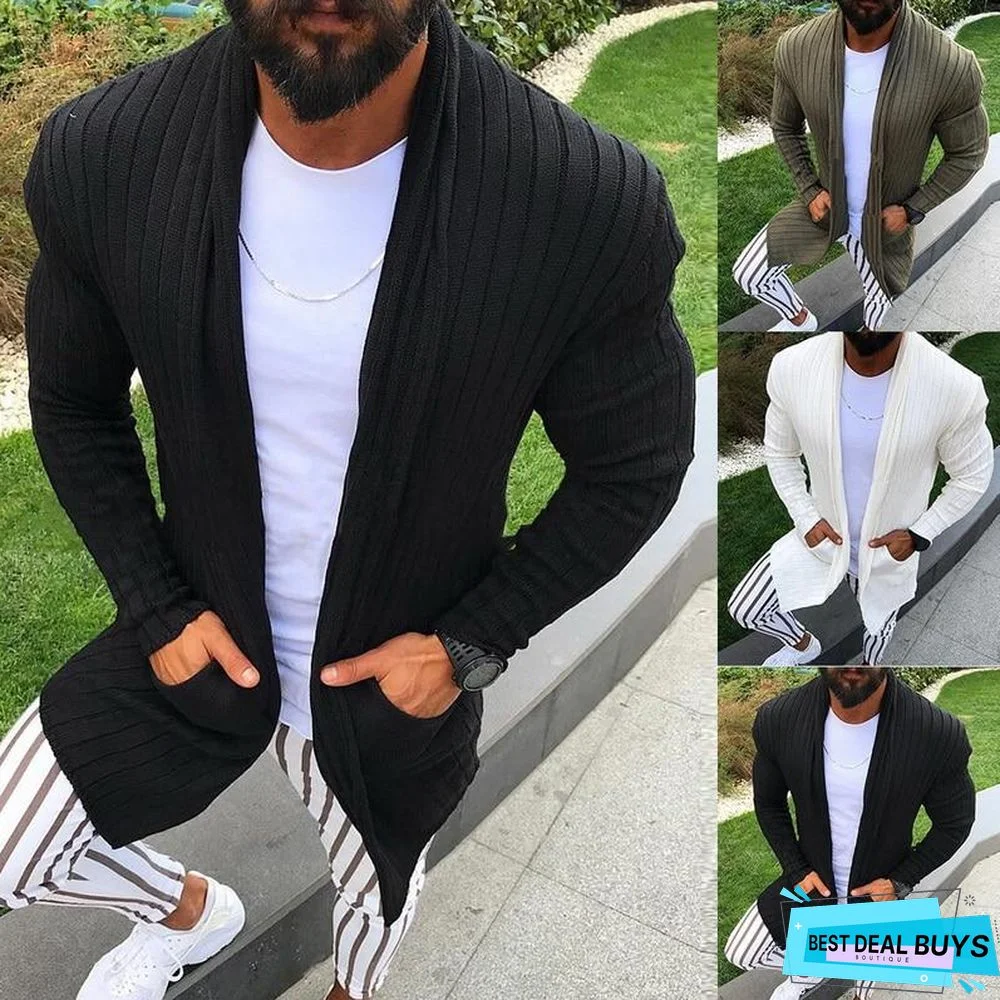 Men Clothes Open Stitch Casual Sweater coat Tricot Cardigan Male Autumn Hoodies Knitted Overwear Hombre