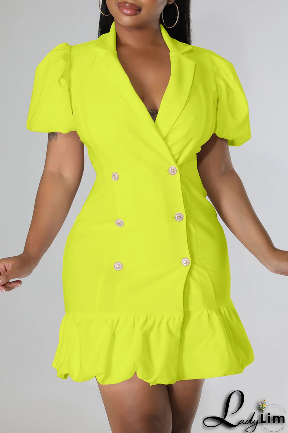 Rose Red Casual Sweet Solid Patchwork Buckle Flounce V Neck Straight Dresses