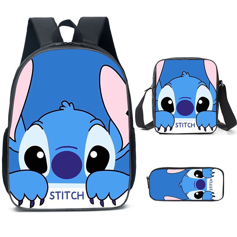 Mayoulove Lilo Stitch Schoolbag Backpack Lunch Bag Pencil Case Set Gift for Kids Students-Mayoulove