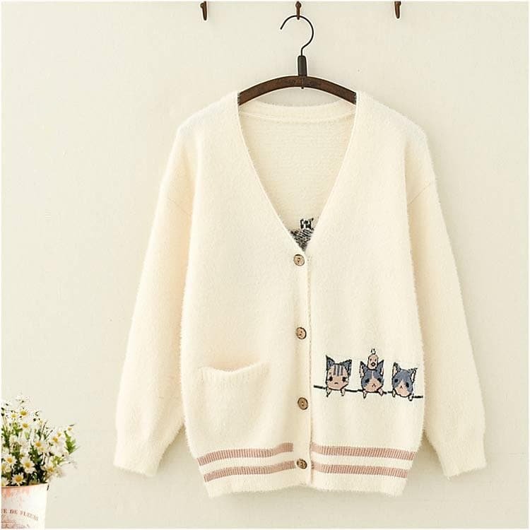 Cute Cartoon Cat Knit Sweater S13067