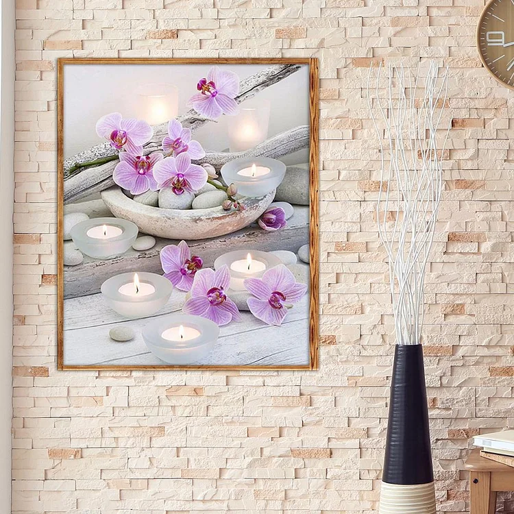 5D DIY Full Drill Square Diamond Painting Candle Flower Cross