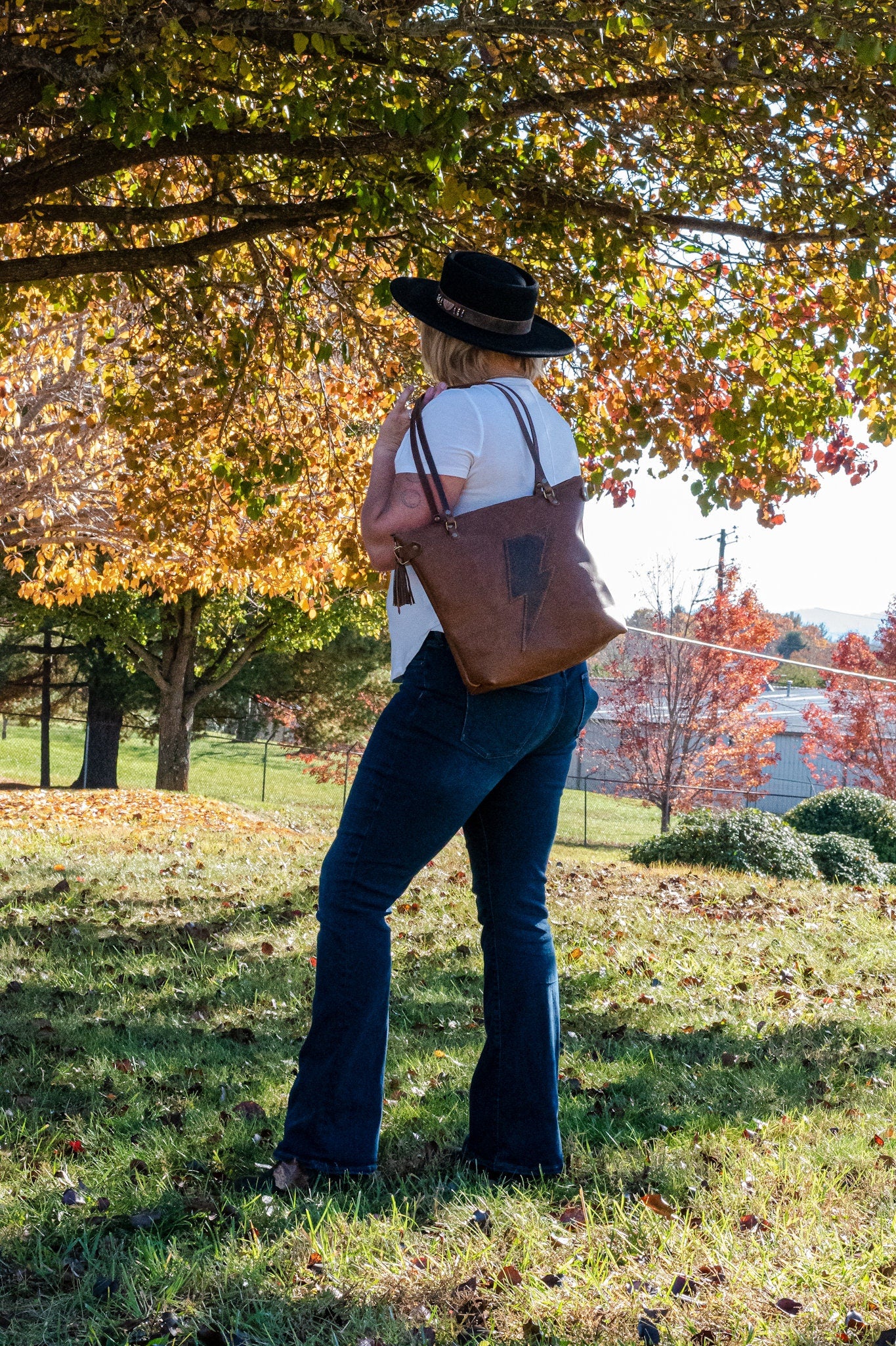 Classic Leather Botanical Tote Bag | Handmade Leather Purse | Large Leather Handbag | The Tall Tote Botanical
