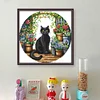 Black Cat In Garden-11CT Stamped Cross Stitch 37*37cm/14.57*14.57in