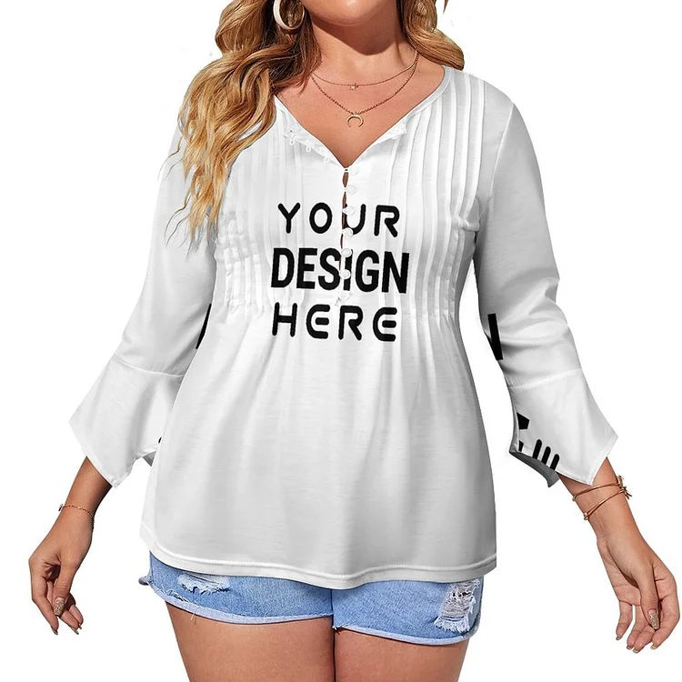 Personalized Design  Women's Ruffled Petal Sleeve Top Full Print