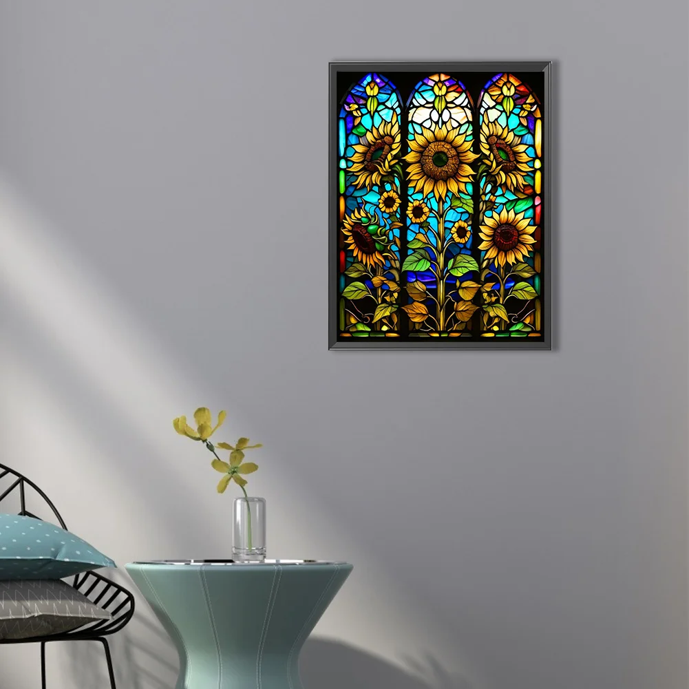 Diamond Painting - Full Round Drill - Stained Glass Sunflower(40*50cm)