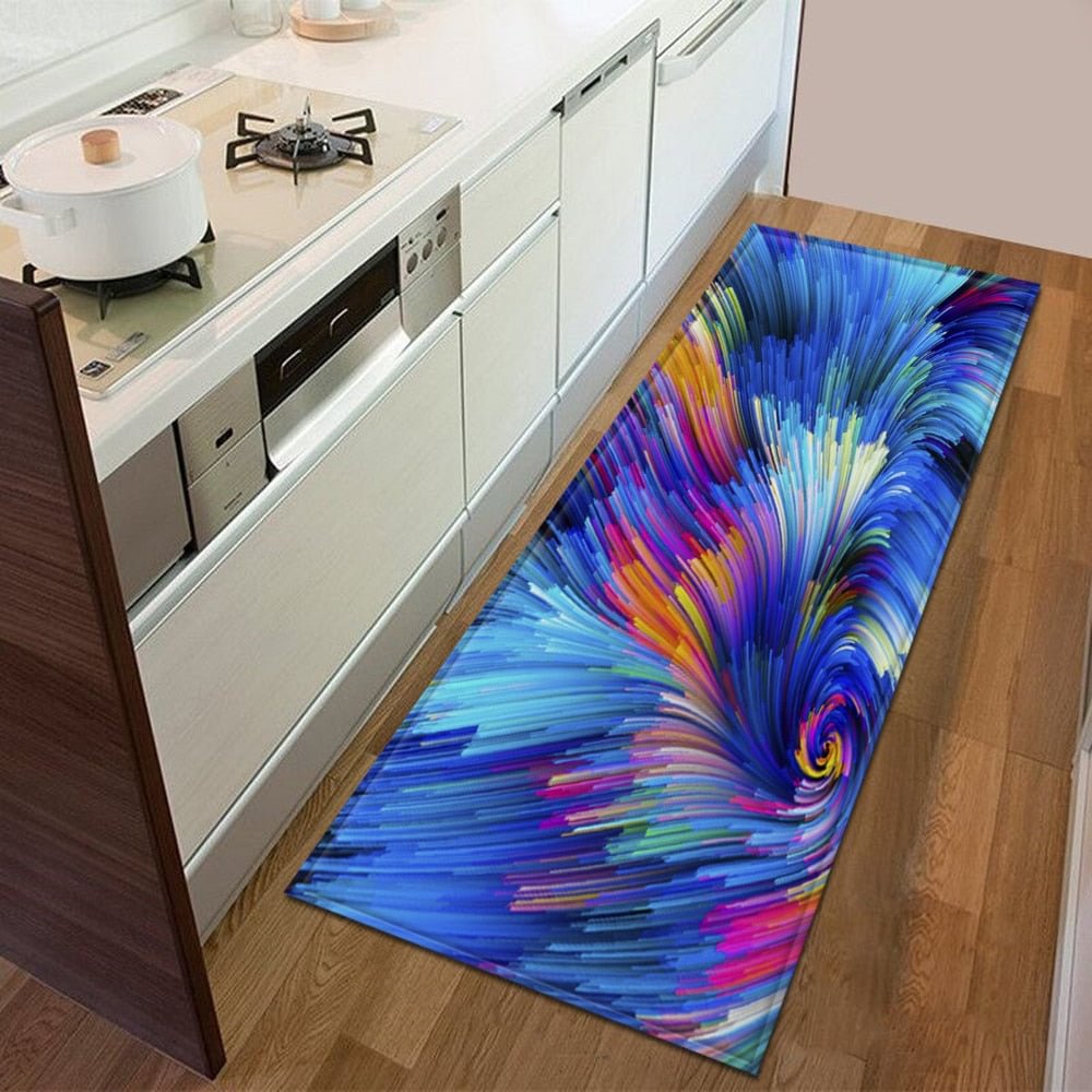 Kitchen Mat Bedroom Entrance Doormat 3D Geometric Pattern Home Floor Decoration Living Room Carpet Bathroom Non-Slip Rug