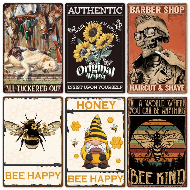 Classical Retro Human Animal Letter Iron Hanging Painting Wall Art