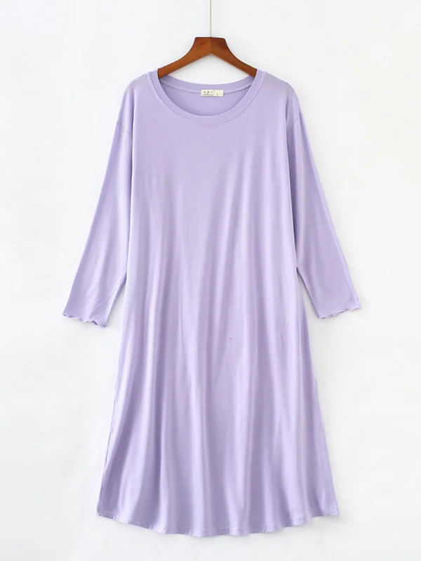 Comfortable Simple Long Sleeve Loose Pajamas Dress