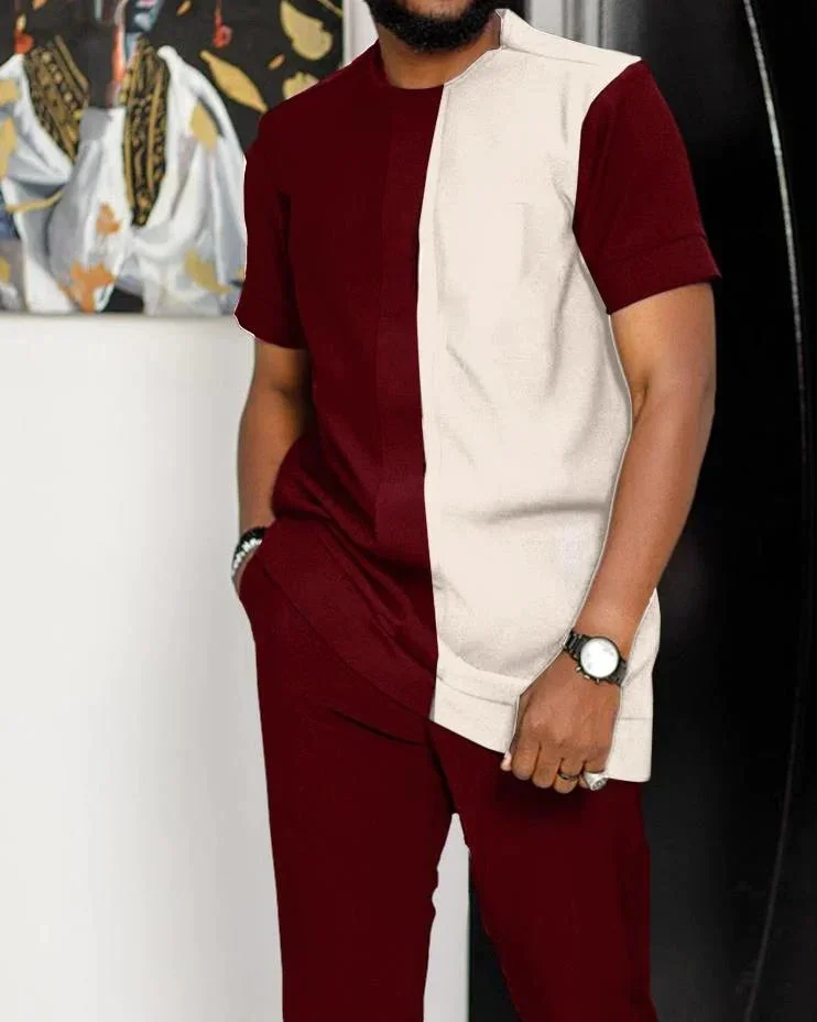 Men's Casual Colorblock Walking Suit-022