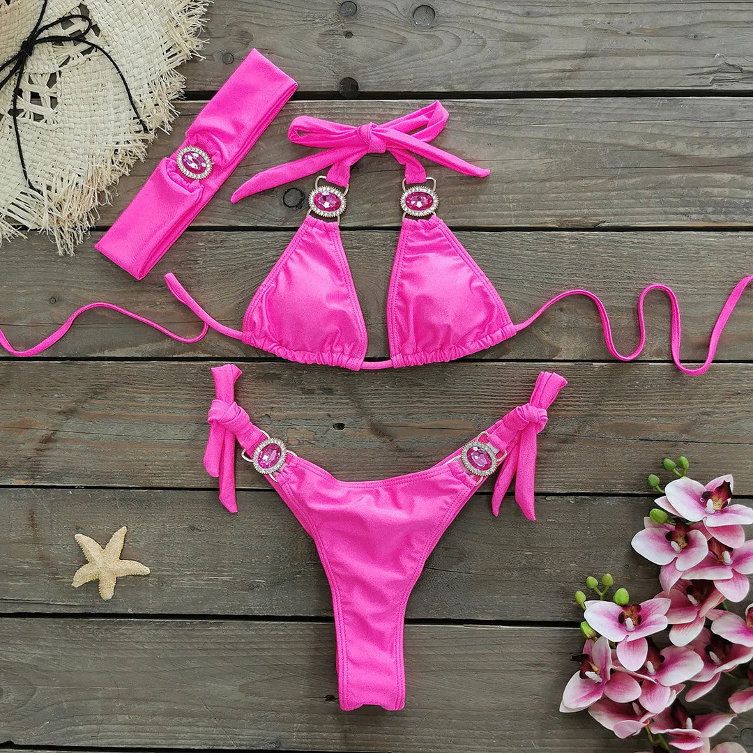 Uveng Three-Point Strap Bikini Split Swimsuit Woman 2025 New Multi-Color Bikini Export