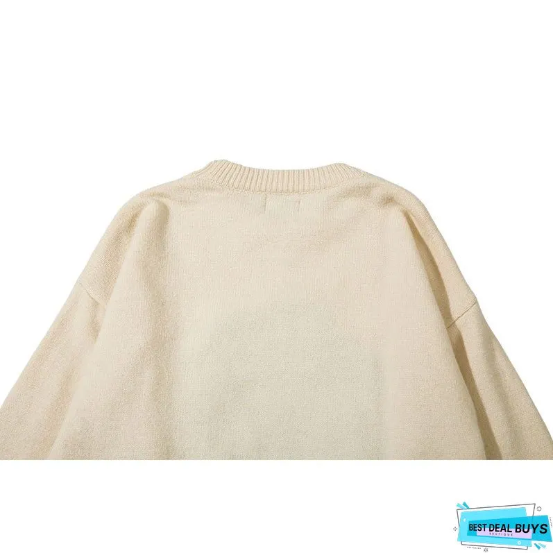 Coconut Tree Pattern Embroidered Pullover
