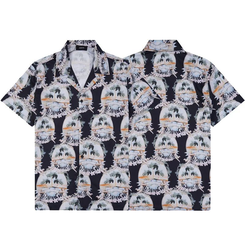 AMIRI 2023 new silk short-sleeved shirt