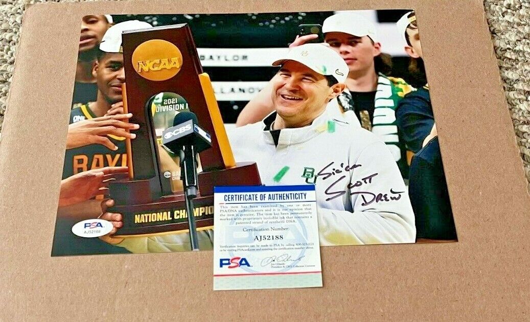 SCOTT DREW SIGNED BAYLOR BEARS 8X10 CHAMPIONSHIP Photo Poster painting PSA/DNA