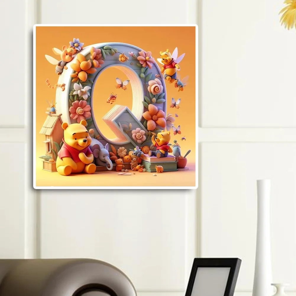 Full Round Diamond Painting 30*30cm - Winnie The Pooh'S 26 Letters Q