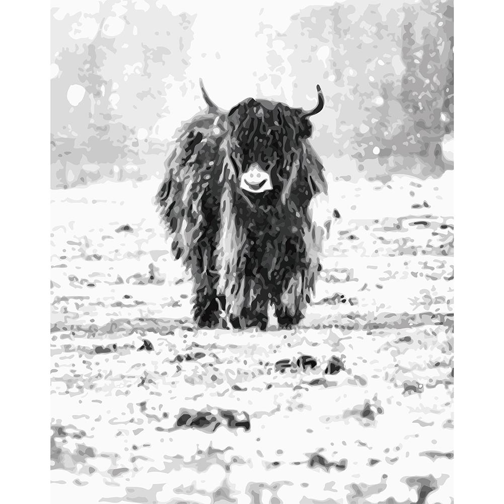

40x50cm - Paint By Numbers Snowfield Yak, 501 Original