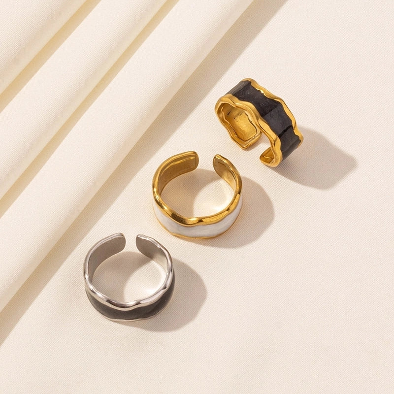 Basic Modern Style Classic Style Geometric 304 Stainless Steel Polishing Enamel Open Rings