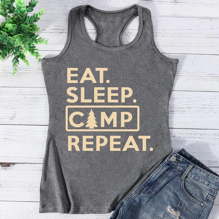 Eat ,Sleep ,Camp Repeat, Camping Vest Top