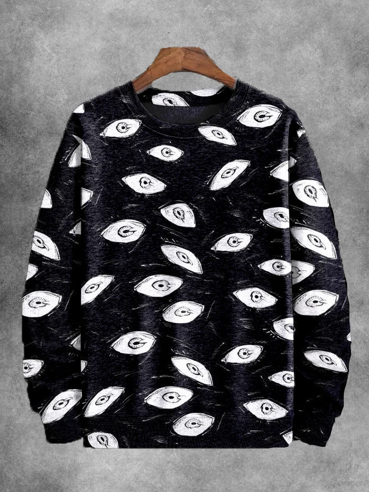 Men's Mysterious Multi Eyes Graphic Print Casual Sweatshirt