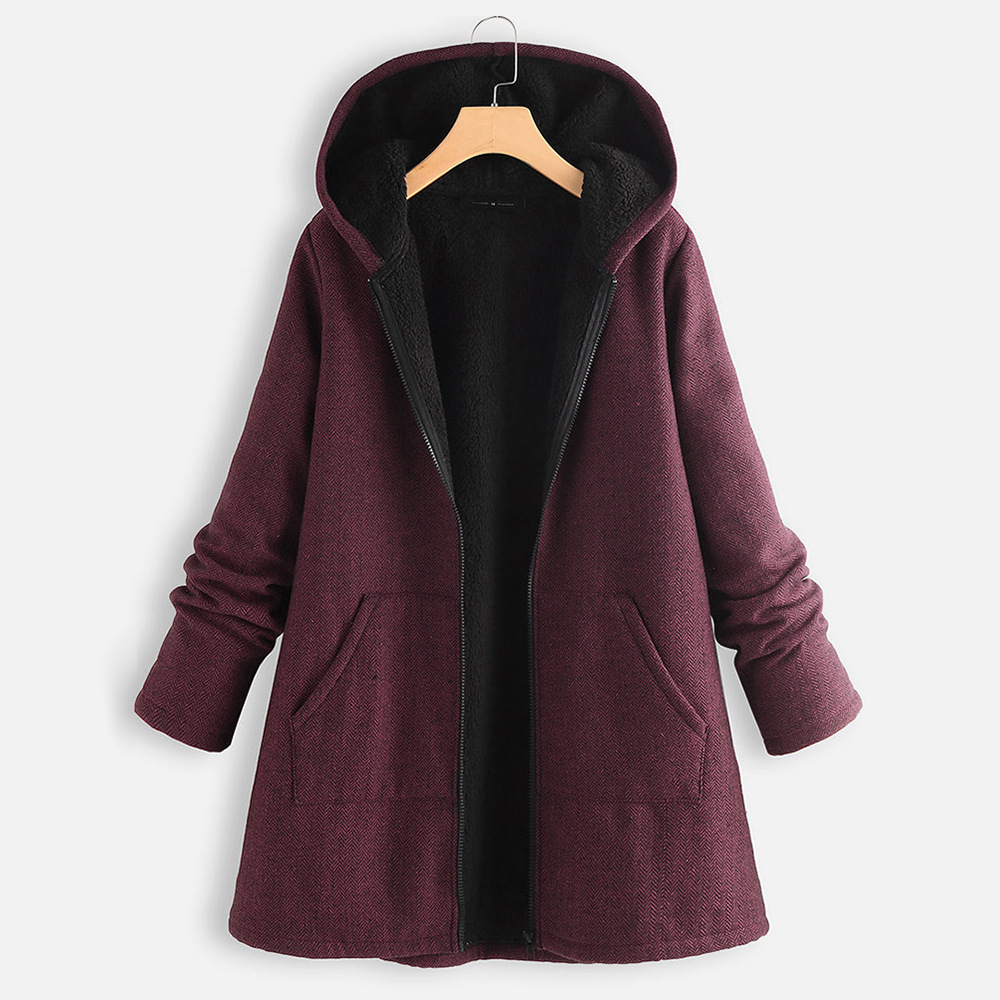 Loose Casual Solid Color Hooded Cotton Coat wearshes