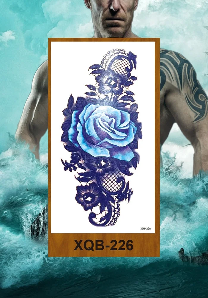 Temporary Tattoos Stickers Women Girls Arm Waist Buttocks Chest Art Fake Tatoo Sexy Flower Bush Peony Rose Lily Body Face Jewels