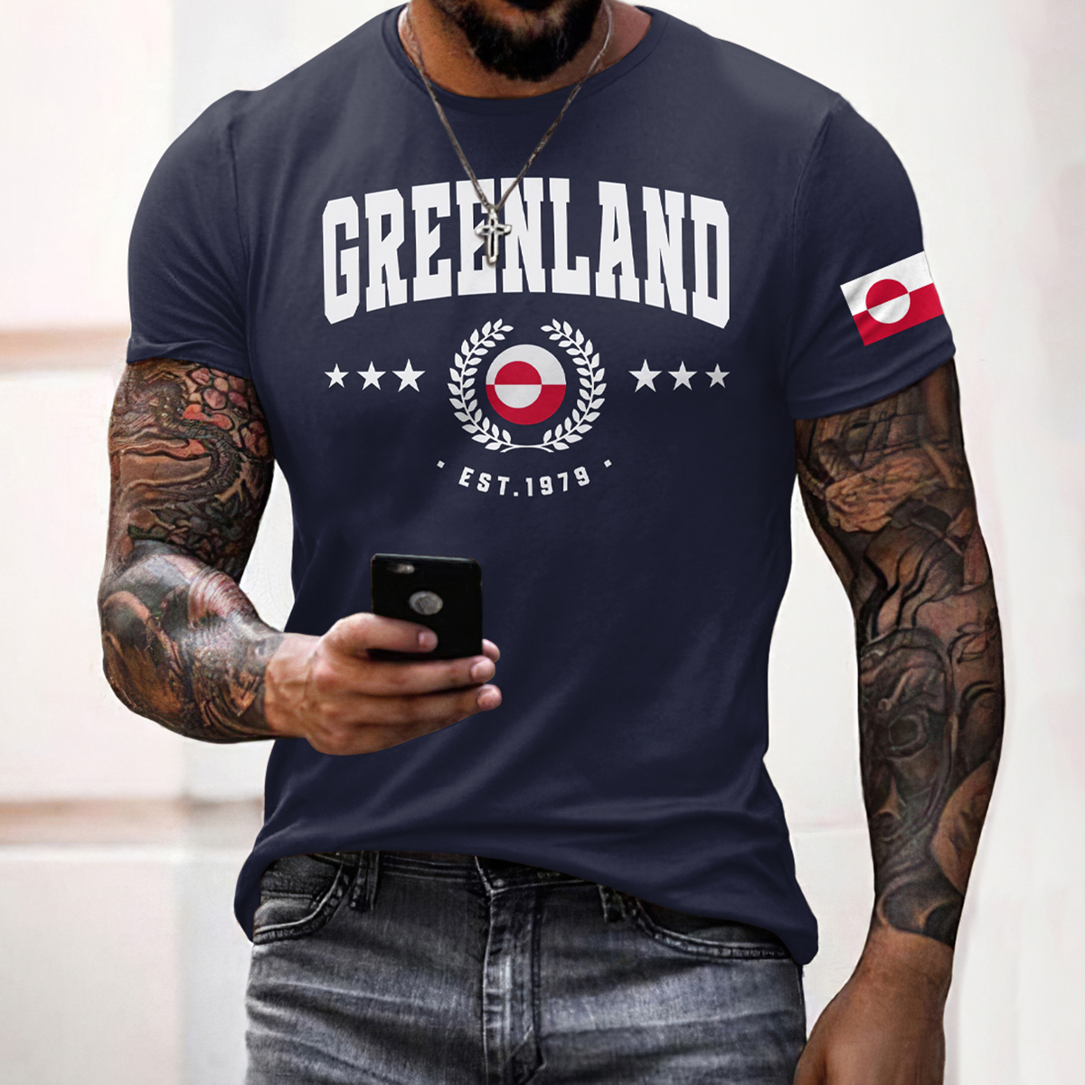 Men's Greenland Print Short Sleeve Casual T-shirt artswardrobe