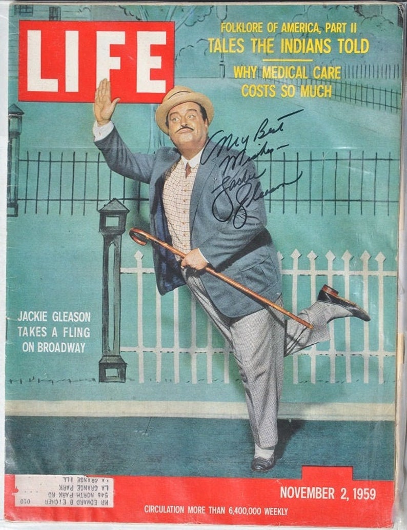 JACKIE GLEASON Signed LIFE Magazine November 2, 1959 The Honeymooners 11x 14 wcoa