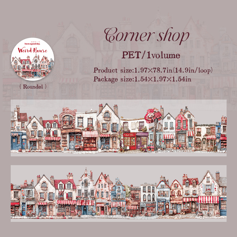 PET Tape - 50mm*200cm Weird House Series Vintage Building 