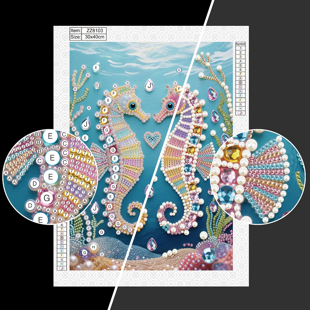 Green Seahorse DIY Partial Diamond Pearl Painting Art Kits 30x40cm Special Shape Pearl Gem Paintings Picture Arts Craft for Adults Beginners Home Wall Decor