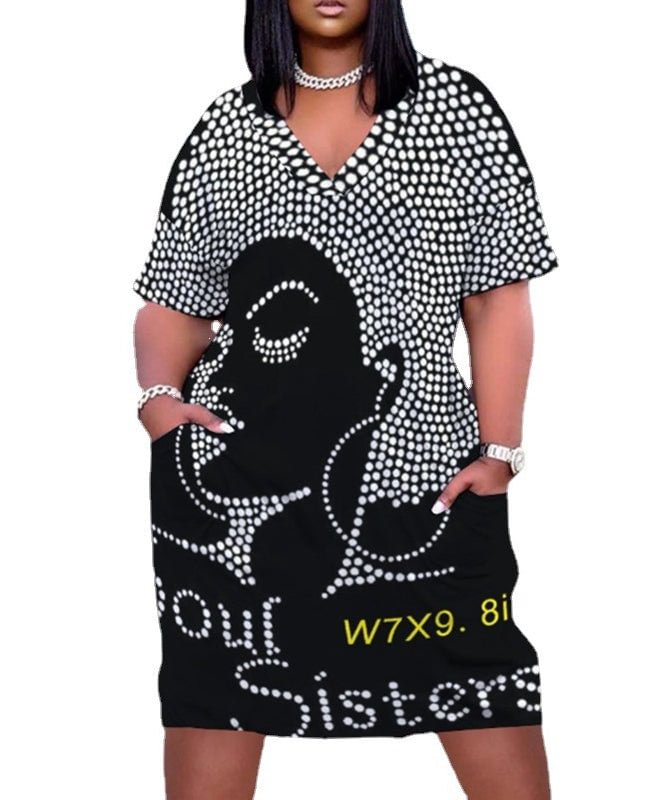 3d Abstract Print Plus Size Dress