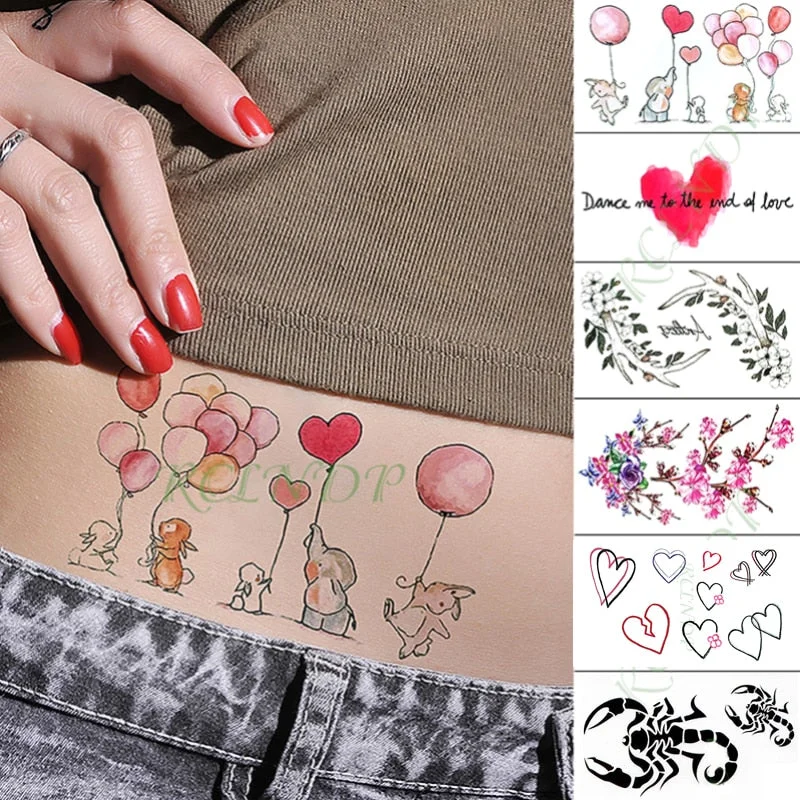Waterproof Temporary Tattoo Sticker Love Heart Heartbeat Fake Tatto sexy clavicle Hand Arm Flash Tatoo for Kid Girl Men Women