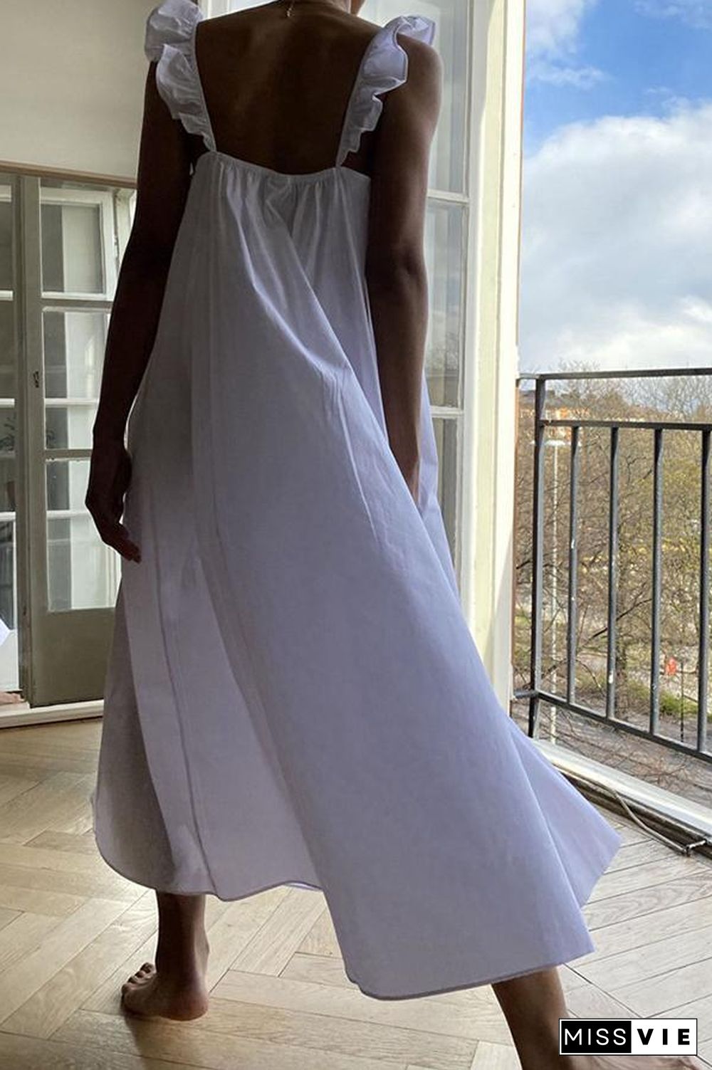 Ruffle Shoulder Sleeveless Holiday Dress