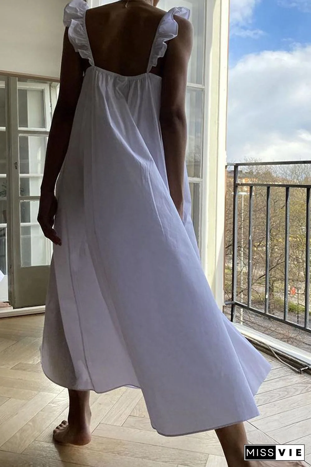 Ruffle Shoulder Sleeveless Holiday Dress