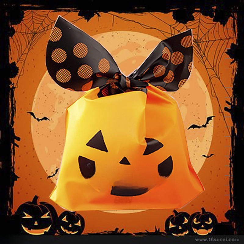With Copyright Halloween Pumpkin Ghost Tied Pocket Candy Bag Candy Bag Halloween Gift Bag 504
