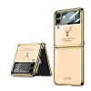 Luxury Deer Pattern Electroplating Tempered Glass Case For Samsung Z Flip 3 5G
