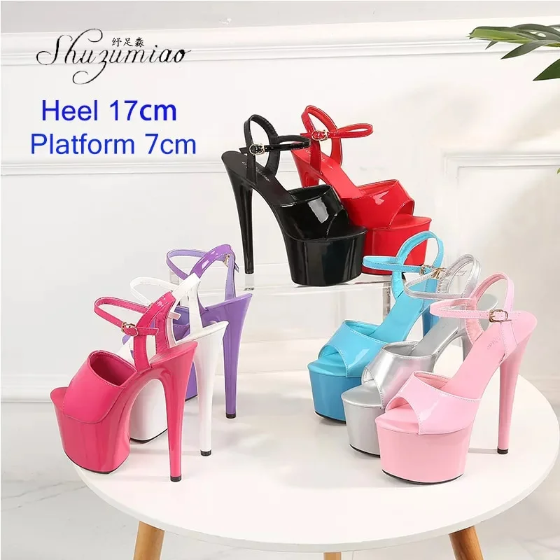 Sdrawing Pole Dance Shoes Stripper High Heels Women Sexy Show Shoes Sandals Party Club 15 17 CM Platform High-heeled Shoes Wedding