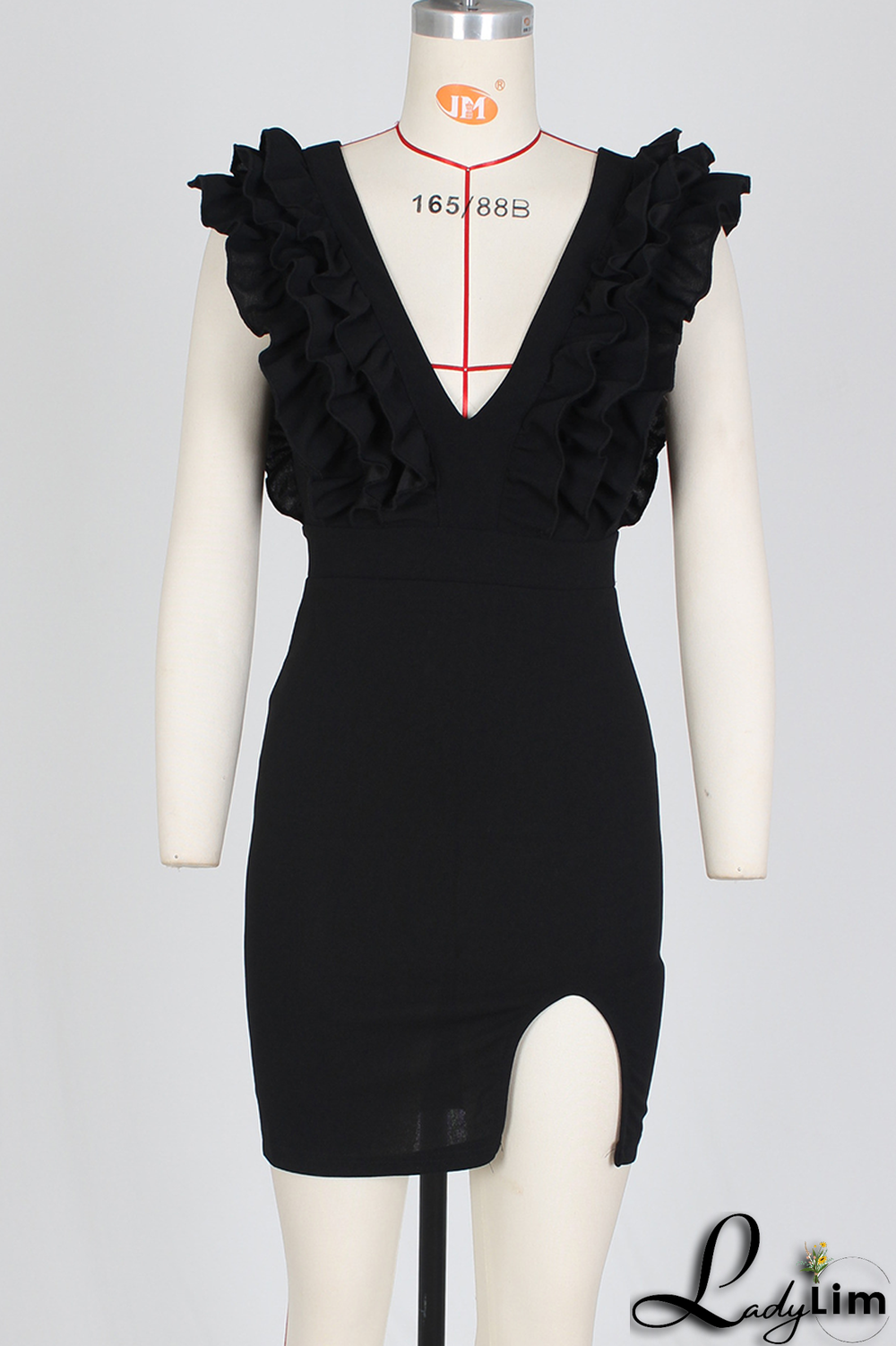 Blue Sexy Solid Stringy Selvedge V Neck Irregular Dress Dresses