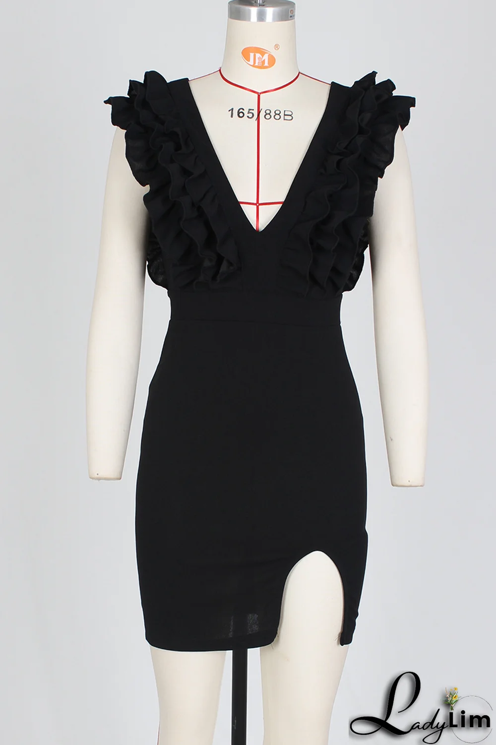 Blue Sexy Solid Stringy Selvedge V Neck Irregular Dress Dresses