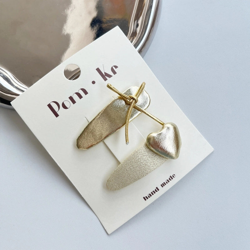 Cute Kid’S Heart Shape Bow Knot Leather Sequins Hair Clip