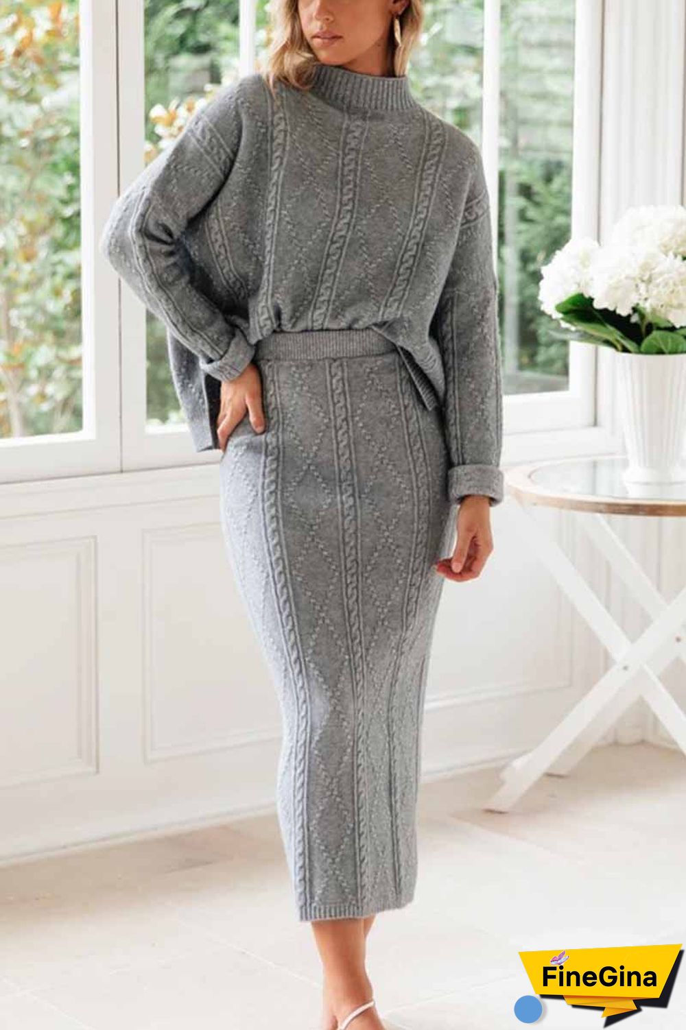 Knit Sweater Skirt Suit