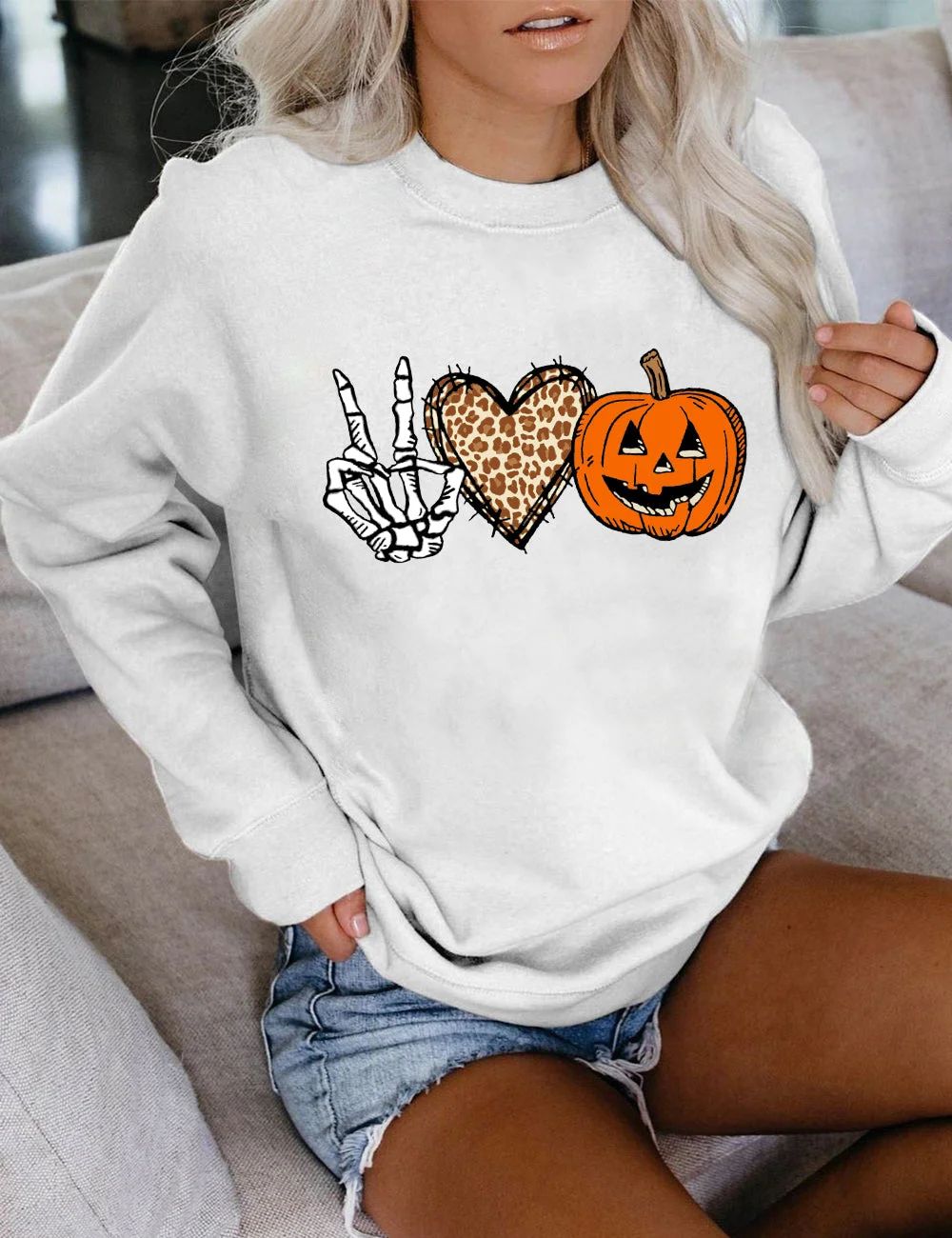 Peace Love Pumpkin Halloween Sweatshirt