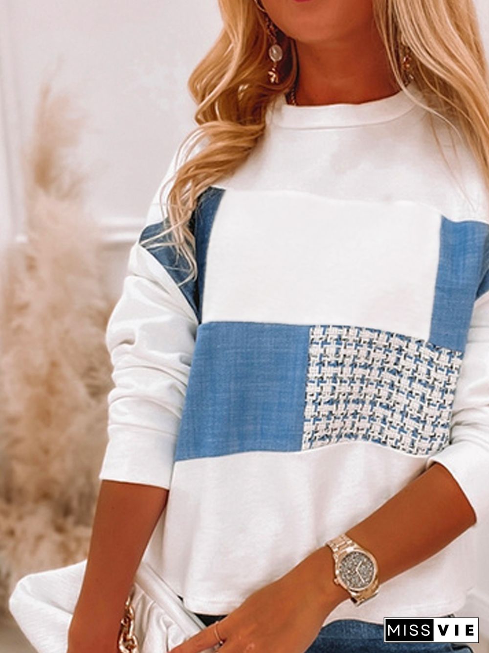 Color Block Casual Loose Sweatshirts