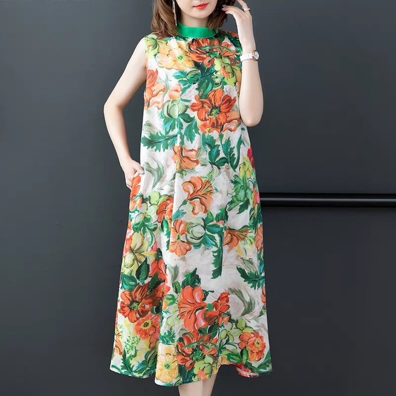 Glamorous Sleeveless Multicolor Midi Dress