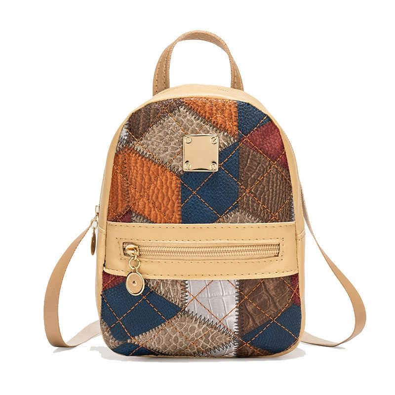 Geometric Color Block School Daily Shopping Women’s Backpack