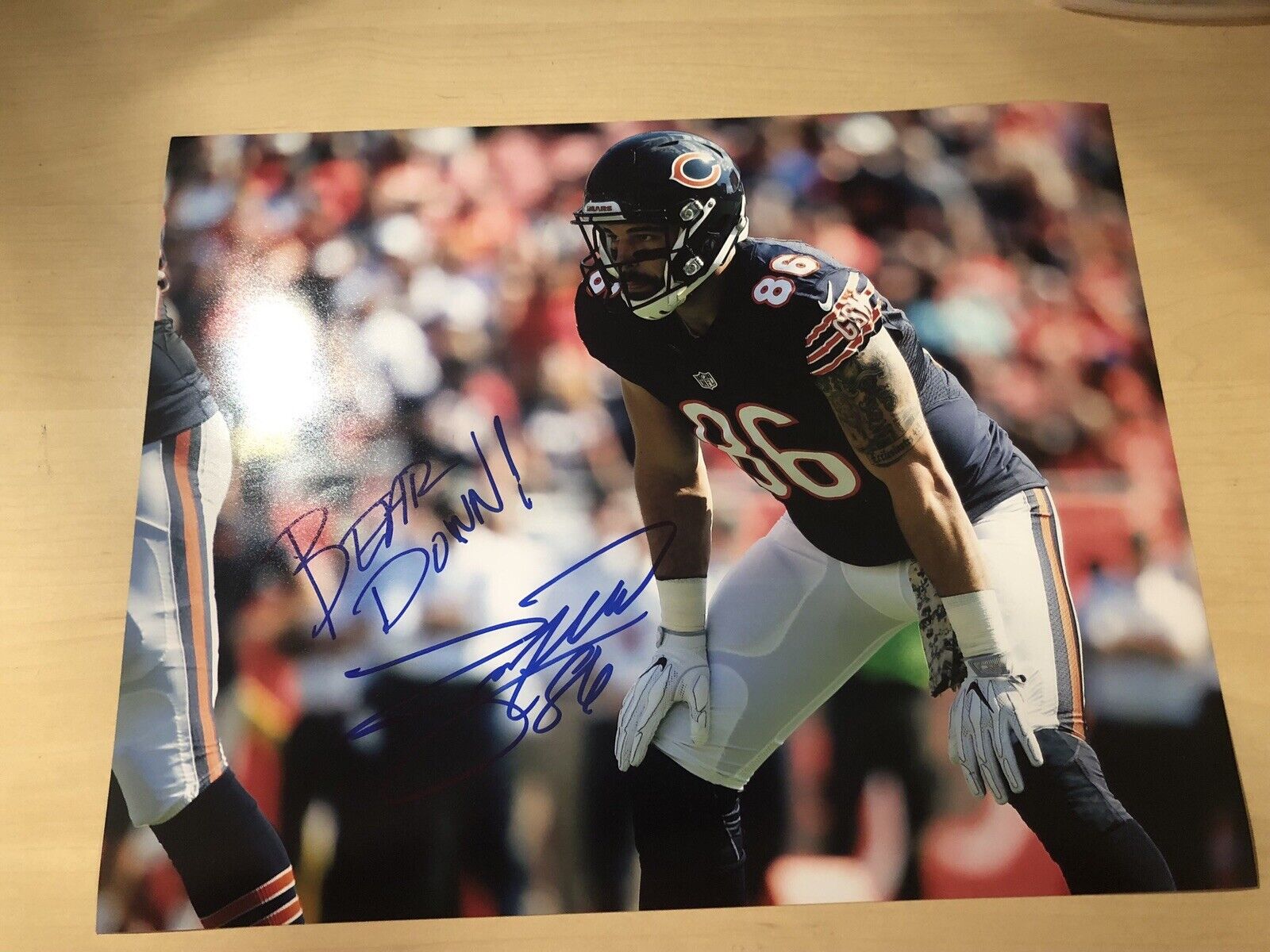 Zach Miller Chicago Bears Autographed 11X14 Photo Poster painting Inscribed” Bear Down” W/COA