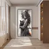 Black And White Girl And Cat-14CT Counted Cross Stitch 50*100cm/19.69*39.37in(Big Size) tapestrymarket