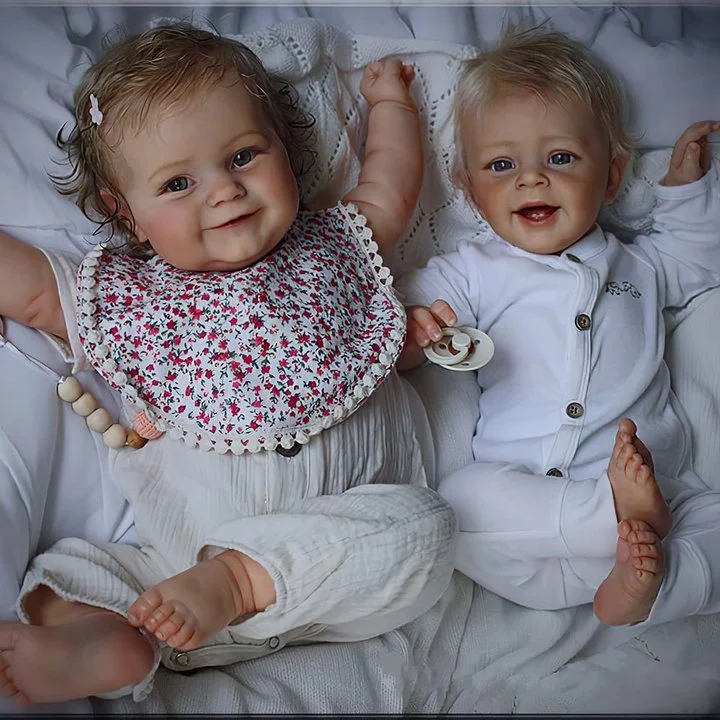 [New Series]20" Lifelike Handmade Twins Girl and Boy Huggable Reborn Toddler Baby Doll That Look Real Named Mniies & Sumin Rebornartdoll® RSAW-Rebornartdoll®