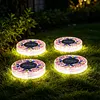 Outdoor LED Solar Lights Waterproof Mini Flat Solar Disc Light with Sturdy Ground Stakes Mosaic Landscape Lightning for Garden Walkway Driveway