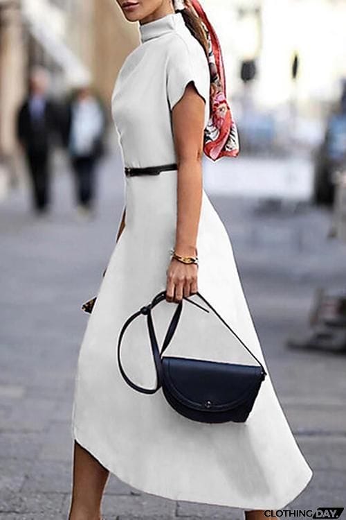 Solid Irregularity Hem Dress