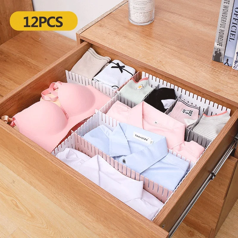 12pcs Plastic Drawer Separator Divider Partition Storage Organizer Underwear Socks makeup Clapboard Freely combine partition DIY