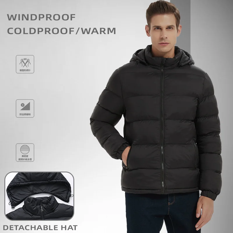 Men's Warm Ultralight Cotton Jacket Removable Hooded